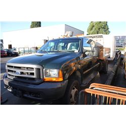 2001 FORD F-450 XL, DUMP TRUCK, GREEN, VIN # 1GFDXW46SX1EC58393