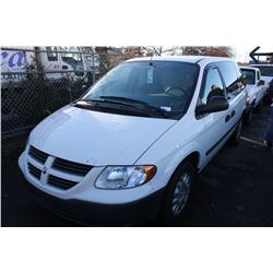 2005 DODGE CARAVAN, CARGO VAN, WHITE, VIN # 1D4GP21R95B193234