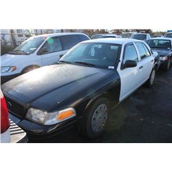 2010 FORD CROWN VICTORIA, 4 DOOR SEDAN, BLACK/WHITE, VIN # 2FABP7BV0AX134490
