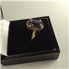 Image 2 : LADIES 14KT YELLOW GOLD NATURAL AMETHYST DRESS RING CLAW SET WITH 1 MODIFIED OVAL (FLAME) CUT