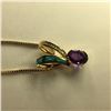 Image 2 : ONE 14KT YELLOW GOLD NATURAL AMETHYST, OPAL AND DIAMOND SET SLIDER STYLE PENDANT. MADE IN A MODERN