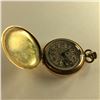 Image 1 : ONE 14KT GOLD WALTHAM ANTIQUE LADIES SIZE POCKET WATCH.  HAS A ROUND SHAPED HUNTERS CASE ENGRAVED