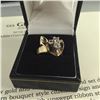 Image 1 : LADIES CUSTOM MADE 14KT YELLOW GOLD & WHITE GOLD DIAMOND SET DRESS RING. SET WITH 4 SINGLE CUT