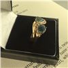 Image 2 : LADIES CUSTOM MADE 14KT YELLOW GOLD & NATURAL BLUE ZIRCON AND DIAMOND DRESS RING.  THE RING IS SET