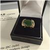 Image 1 : LADIES 10KT YELLOW GOLD CUSTOM MADE NATURAL NEPHRITE (BC JADE) & DIAMOND SET DRESS RING.  SET WITH