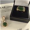 Image 4 : LADIES 10KT YELLOW GOLD CUSTOM MADE NATURAL NEPHRITE (BC JADE) & DIAMOND SET DRESS RING.  SET WITH