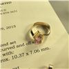 Image 2 : LADIES 10KT YELLOW GOLD DRESS RING. SET WITH 1 PEAR SHAPED PINK CUBIC ZIRCONIUM & 1 ROUND CUT