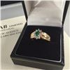 Image 1 : LADIES 10KT YELLOW GOLD & RHODIUM FINISH NATURAL EMERALD & DIAMOND SET DRESS RING. SET WITH 12