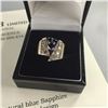 Image 1 : LADIES CUSTOM MADE 14KT YELLOW GOLD & WHITE GOLD NATURAL BLUE SAPPHIRE AND DIAMOND SET DRESS RING.