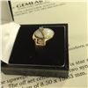 Image 2 : LADIES 14KT YELLOW GOLD CUSTOM MADE SYNTHETIC WHITE OPAL & DIAMOND SET DRESS RING SET WITH 2 ROUND