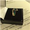 Image 2 : LADIES 14KT YELLOW GOLD NATURAL BLUE TOPAZ, BLACK OPAL IN-LAY & DIAMOND SET DRESS RING. SET WITH 14