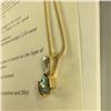 Image 2 : CUSTOM MADE 14KT YELLOW GOLD NATURAL AQUAMARINE & DIAMOND SET PENDANT. SET WITH 1 ROUND BRILLIANT