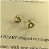 Image 2 : PAIR OF 14KT YELLOW GOLD NATURAL EMERALD HEART SHAPED EARRINGS.  PAIR IS SET WITH 14 ROUND MIXED