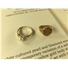 Image 1 : ONE LADIES 14KT YELLOW GOLD, WHITE CULTURED PEARL AND DIAMOND ACCENTED DRESS RING.  SET WITH 1