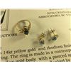 Image 2 : LADIES 14KT YELLOW GOLD & RHODIUM FINISH NATURAL BLUE TOPAZ & DIAMOND SET DRESS RING.  SET WITH 1