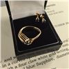Image 1 : LADIES 14KT YELLOW & WHITE GOLD CUSTOM MADE NATURAL BLUE SAPPHIRE DRESS RING SET WITH 1 ROUND MIXED