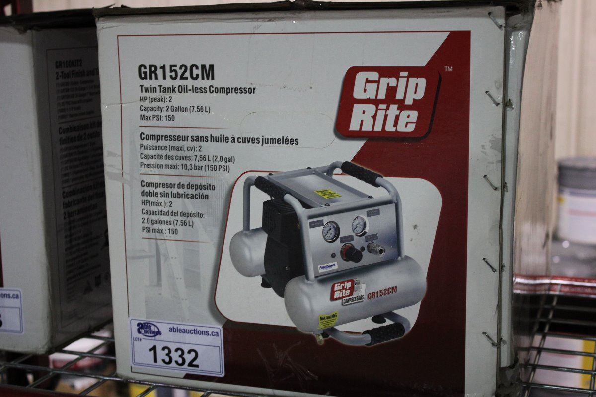 GRIP RITE GR152CM TWIN TANK OIL-LESS COMPRESSOR