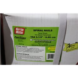 BOX OF GRIP RITE 16D X  3 1/2  SPIRAL NAILS