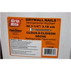 BOX OF GRIP RITE 3D X  1 1/4" DRYWALL NAILS