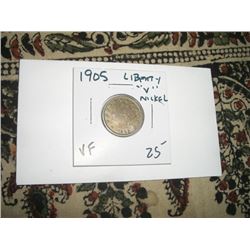 1905 *RARE VERY FINE GRADE* LIBERTY "V" NICKEL RED BOOK VALUE $25.00+ *NICE EARLY VERY FINE GRADE*!!