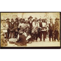 [Native North American Indian Delegation], An oblong cabinet card depicting a delegation of pro...