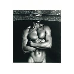 Brickell, Mark, A silver print photograph of naked man. Matted., 15  x 15  - 38.1 x 38.1 cm....