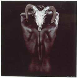 Parrow, Lorraine, UNTITLED, a silver gelatin print of a nude with a ram's skull. Signed and dat...