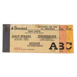 Rare First Disneyland Ticket Book