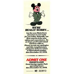 Rare Disneyland "Rain Check" Ticket