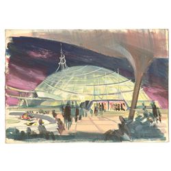 Original Space Mountain Concept Painting by Clem Hall.