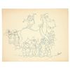 Image 1 : Signed Original  Xavier Atencio Study drawing for Mr. Toad's Wild Ride Mural