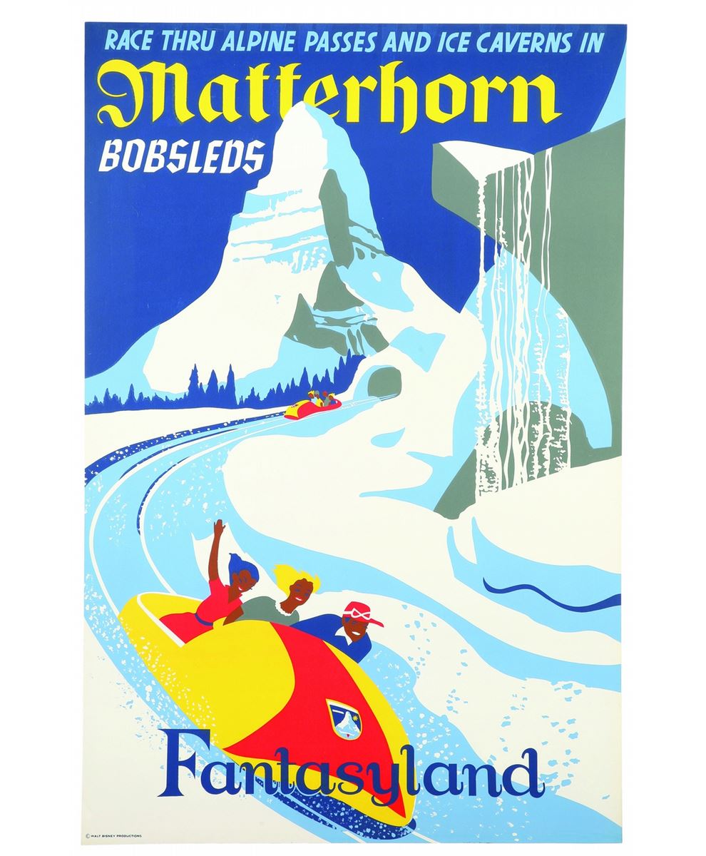 Original Disneyland Matterhorn Bobsleds Attraction Poster