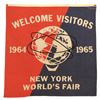 Image 1 : NEW YORK WORLD’S FAIR WELCOME VISITORS HANGING FLAG BANNER.