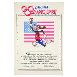 Oversized Disneyland Certificate, Olympics