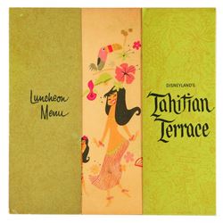 Souvenir Tahitian Terrace Luncheon Menu, 1960's. 5" x 8.5" open. Good condition with extensive age t