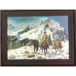 Framed cowboy print by William Hoffman