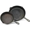 Image 1 : Collection of 2 antique cast iron skillets
