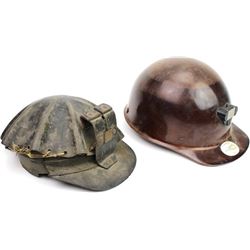 Collection of 2 miners hard hats.