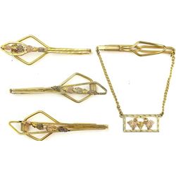 Collection of 4 Black Hills gold tie clasps