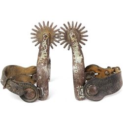 Large pair Kelly stamped iron spurs