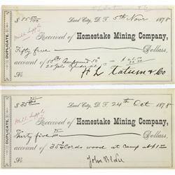 Collection of 2 1878 Homestake Mining Co.