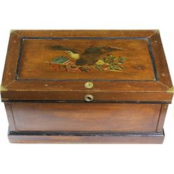 Beautiful antique pine tool box with eagle