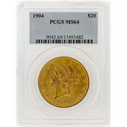 1904 PCGS MS64 $20 Liberty Head Double Eagle Gold Coin