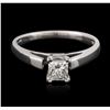 Image 1 : 14KT White Gold 0.54ct Princess Cut Diamond Solitaire Ring