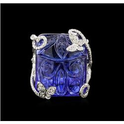 46.32ct Tanzanite and Diamond Ring - 18KT White Gold