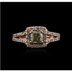 14KT Rose Gold 1.33ctw Fancy Green Diamond Ring