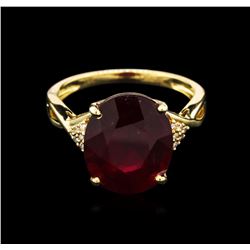 7.63ct Ruby and Diamond Ring - 14KT Yellow Gold