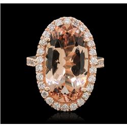 14KT Rose Gold 8.82ct Morganite and Diamond Ring