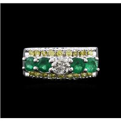 14KT White Gold 0.98ctw Emerald and Diamond Ring