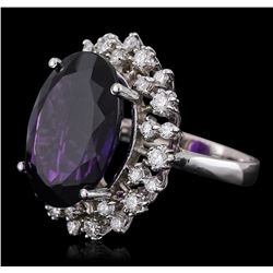 14KT White Gold 11.02ct Amethyst and Diamond Ring